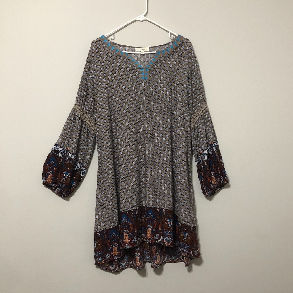 Umgee + Mixed Boho Print Dress Size 1XL (B)